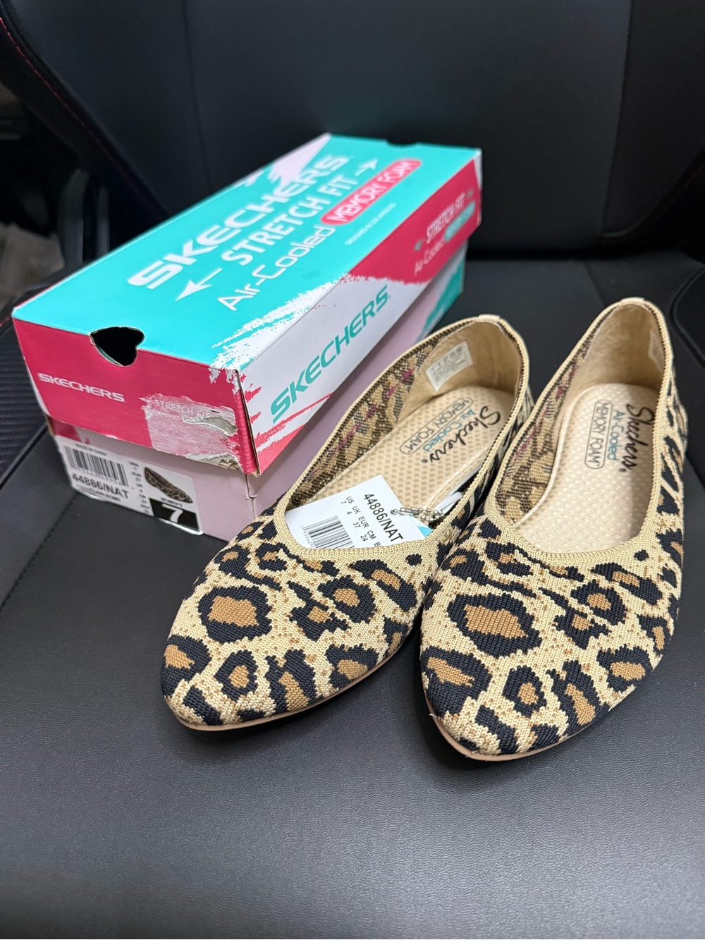 Skechers Cleo Claw-Some Leopard Print Knit Ballet Flats